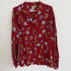 Vintage Oilily Floral Button Up Blouse Sz M Made in Portugal Boho Artsy